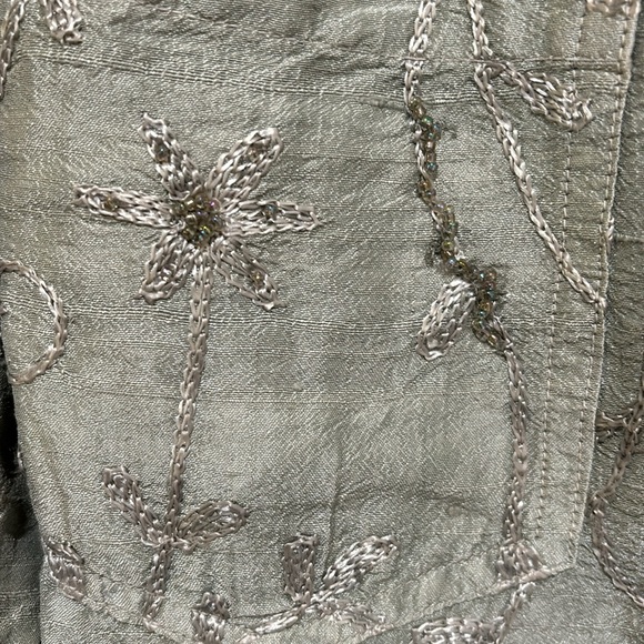 Sage color embroidery beeded shirt/jacket size 1 at Chicos - Picture 3 of 4